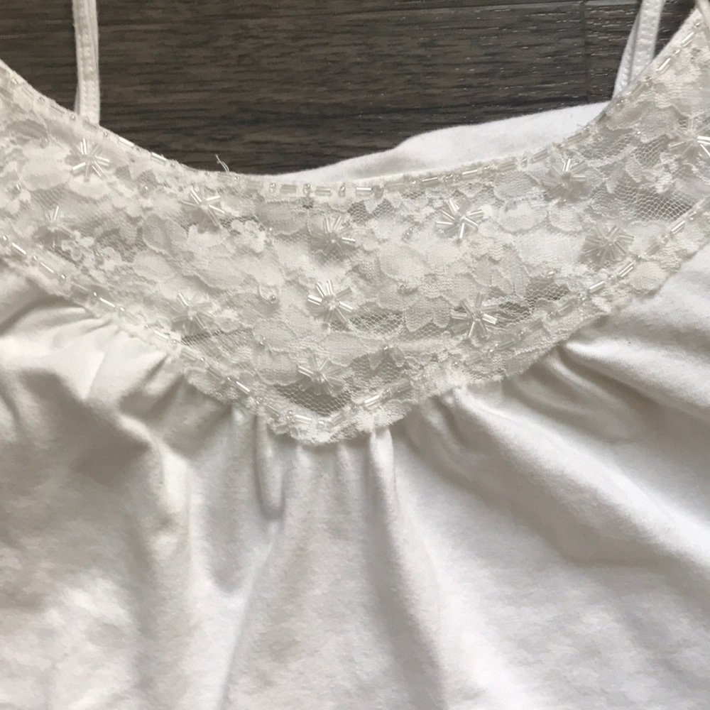 White Sparkly Front with Beading Cami for Layering - Picture 2 of 4
